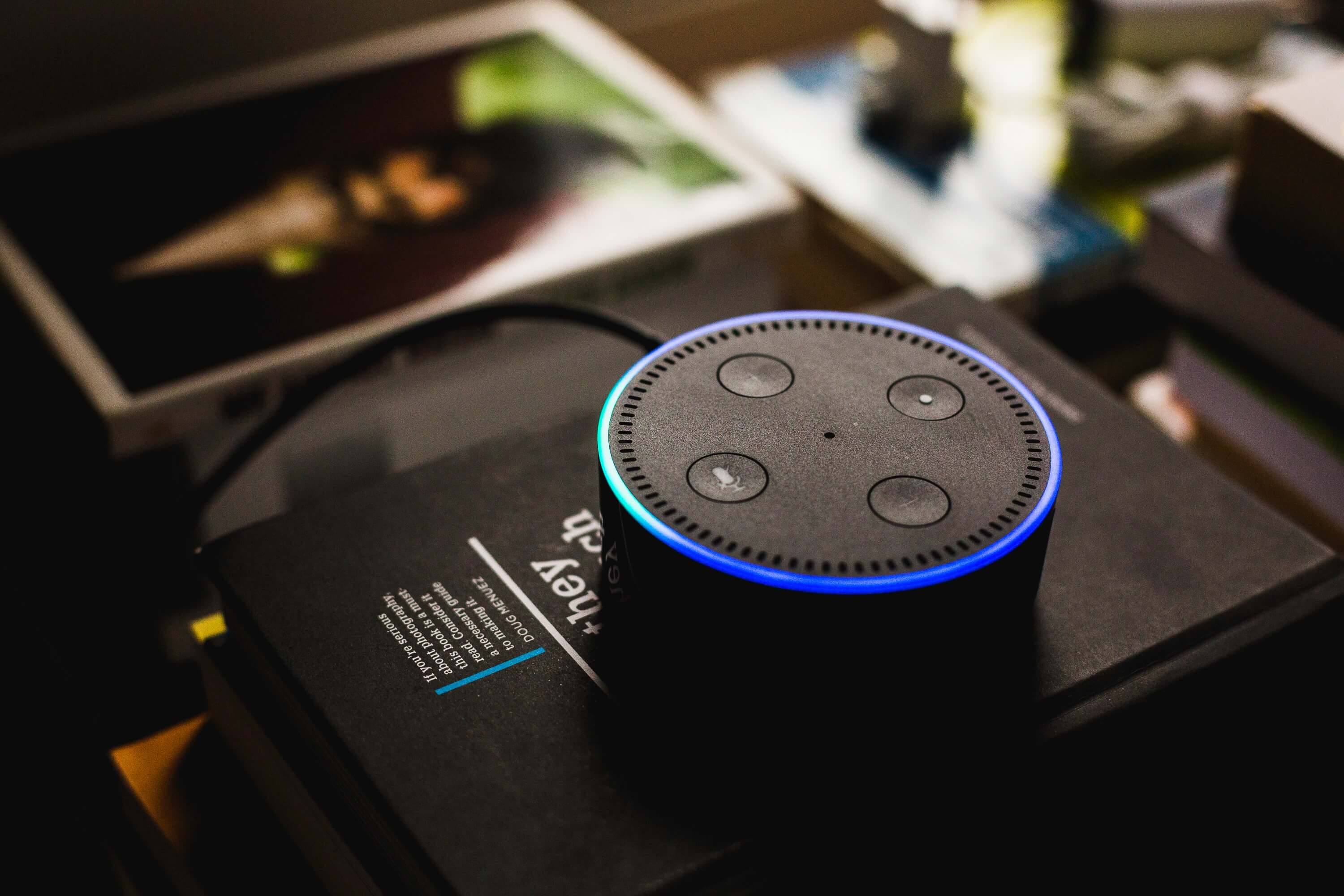 A side view of an Amazon Alexa