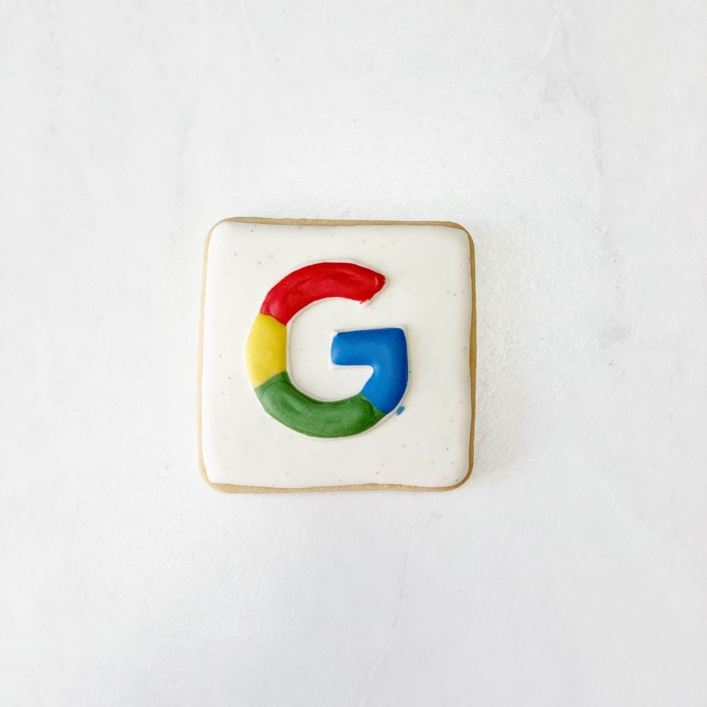 A cookie with the Google symbol on it