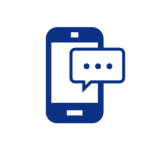 logo image of a phone with a text bubble with an ellipses