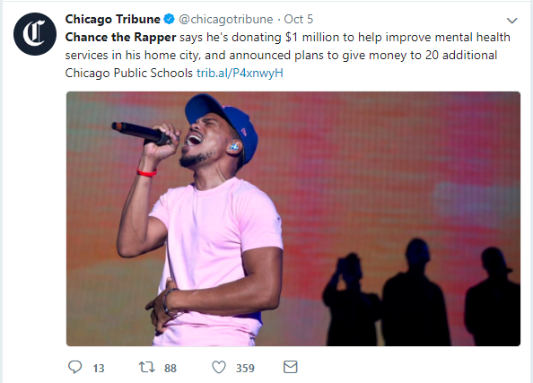 post of chance the rapper performing on stage