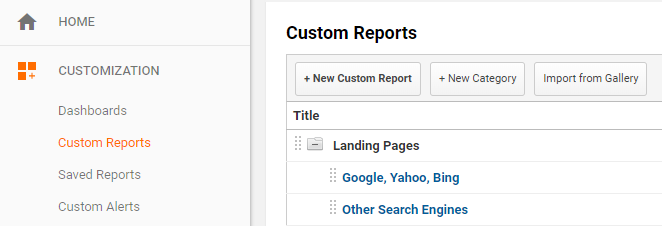 Google Analytics Custom Report Filters